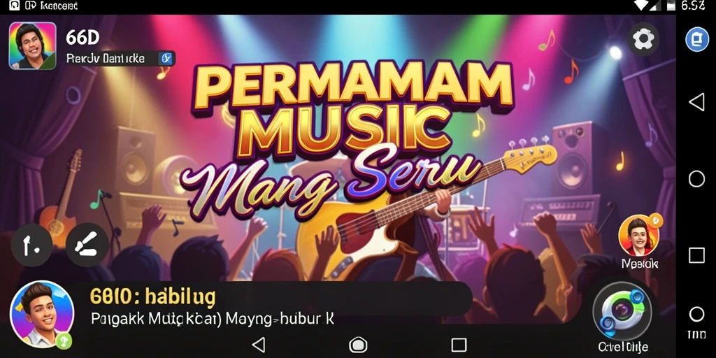 Tampilan gameplay 66D yang seru dan interaktif dengan berbagai pilihan musik.