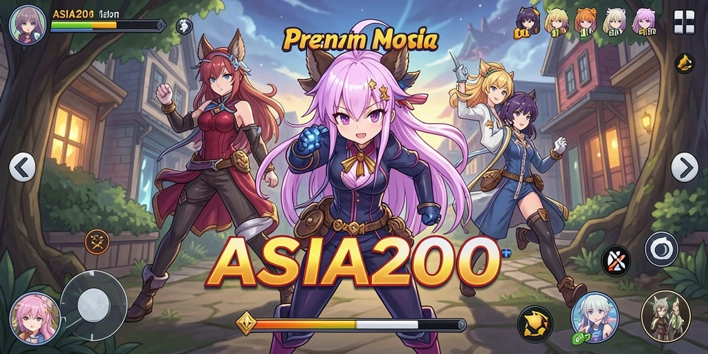 Gambar gameplay ASIA200 yang menampilkan karakter Anime ikonik.