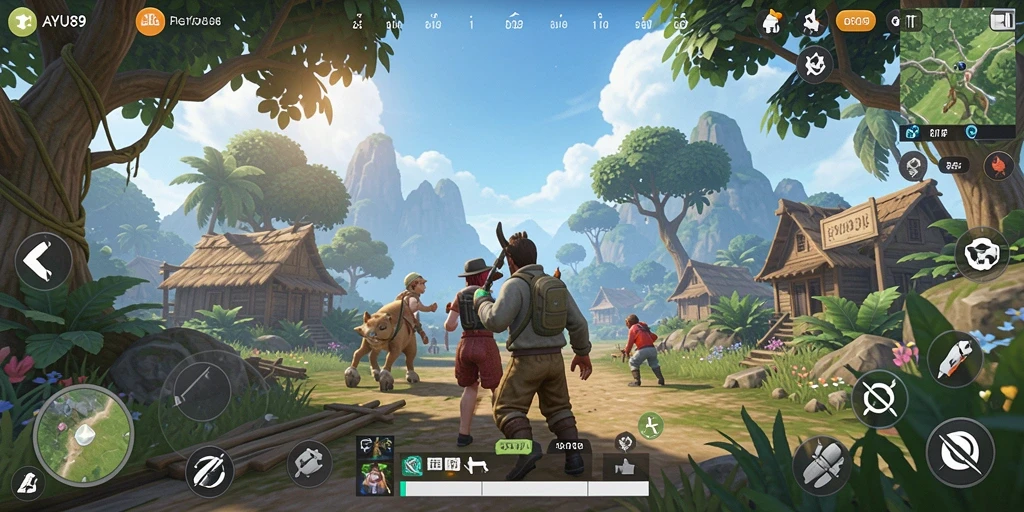 Tampilan gameplay AYU89 yang menakjubkan di dunia terbuka.