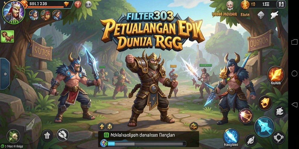 Tangkapan layar FILTER303 menampilkan pertarungan intens dan karakter ikonik dalam permainan RPG.