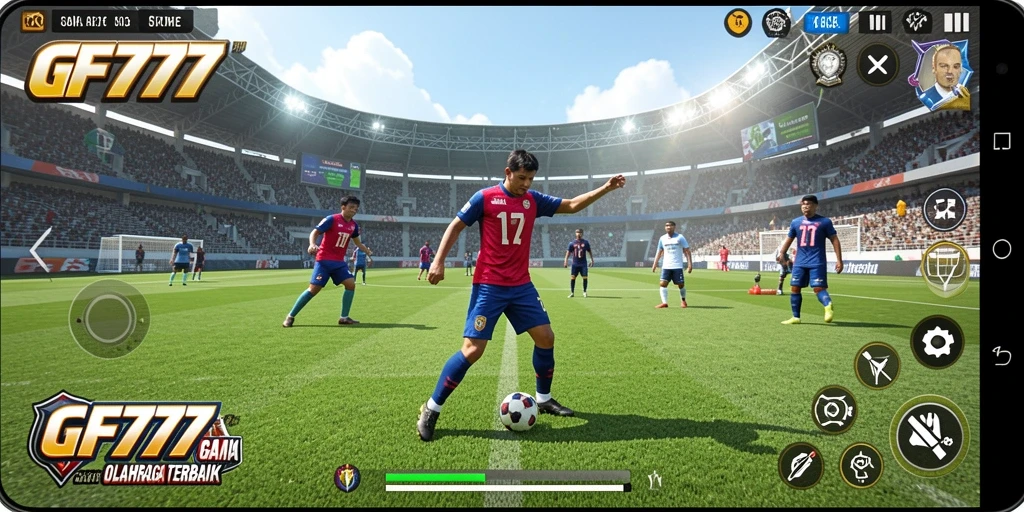 Screenshot utama GF777 menampilkan aksi seru dalam pertandingan olahraga.