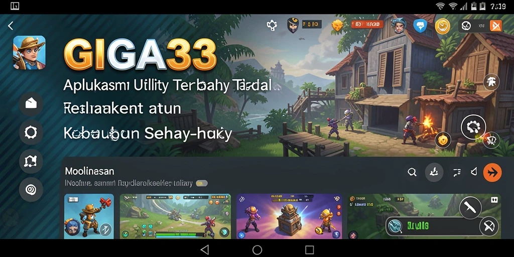 Tampilan utama GIGA33 dengan fitur-fitur utility yang praktis.