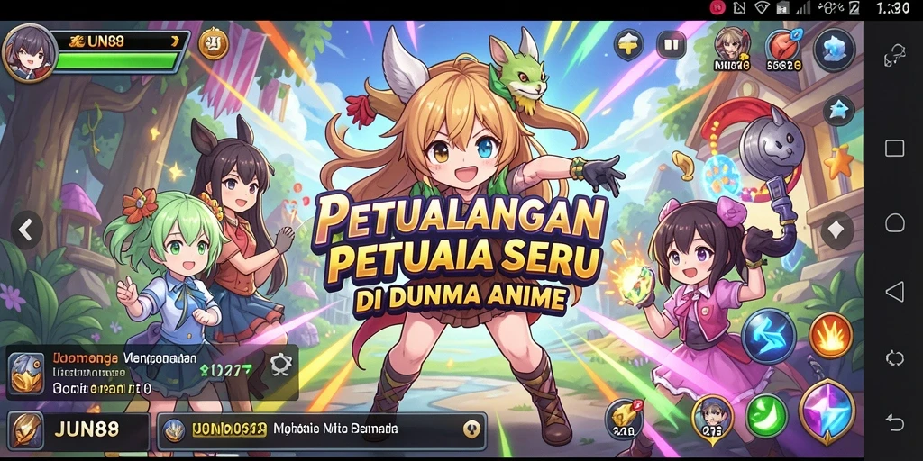 Screenshot gameplay JUN88 menampilkan pertarungan karakter anime yang seru.
