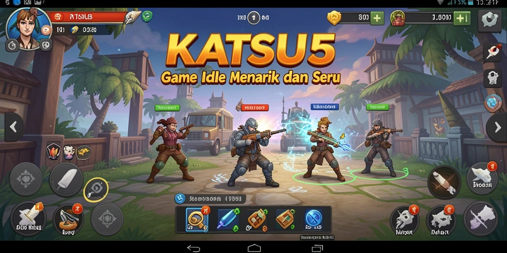 Screenshot gameplay KATSU5 menampilkan aksi seru dalam pengelolaan sumber daya.