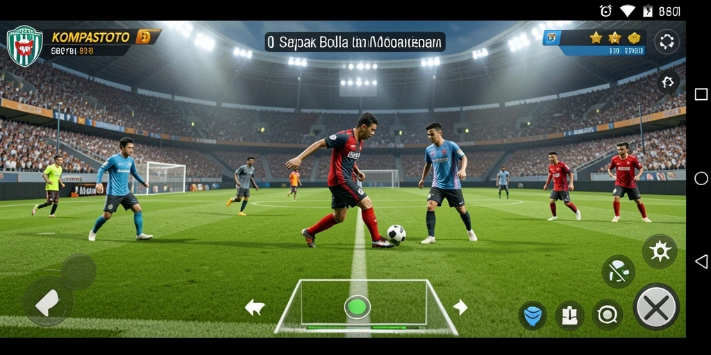 Screenshot gameplay KOMPASTOTO saat pertandingan sepak bola.