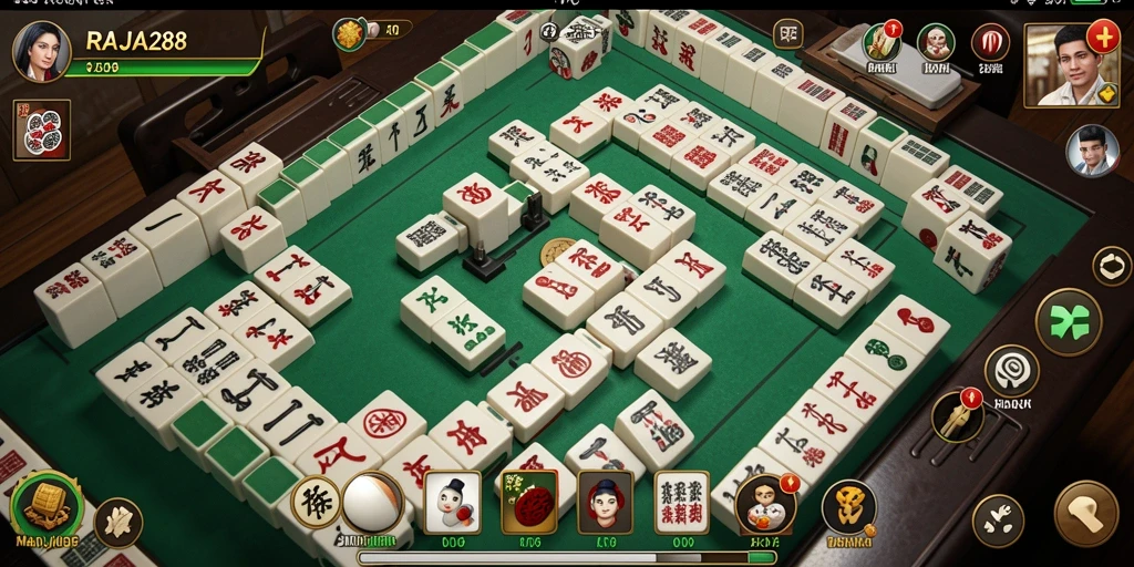 Screenshot gameplay <strong>RAJA288</strong> menampilkan suasana seru permainan Mahjong.