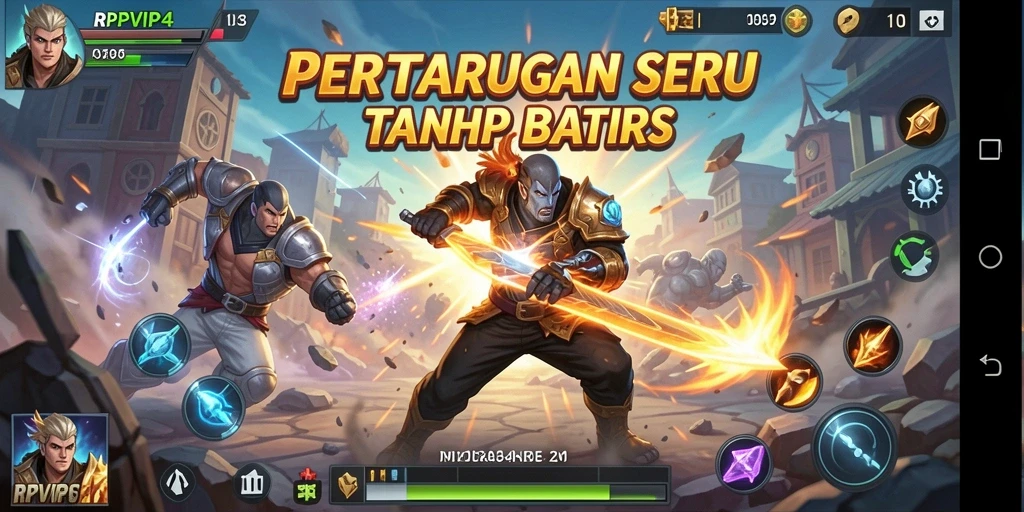 Tampilan gameplay RPVIP4 dengan pertarungan yang mendebarkan dan karakter unik.