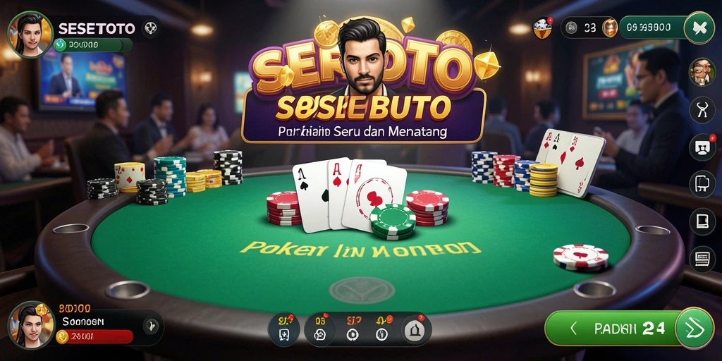 Tangkapan layar gameplay Poker yang mendebarkan di SESETOTO.