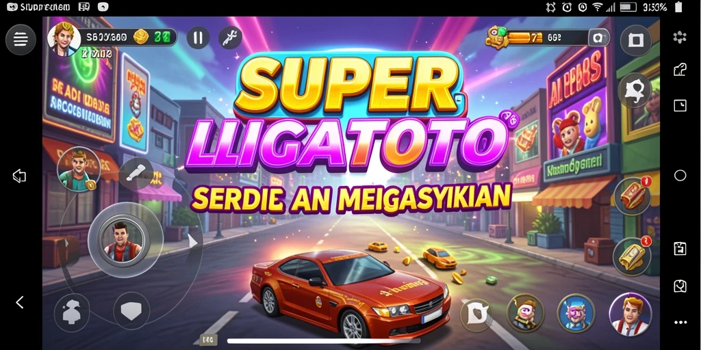 Screenshot SUPERLIGATOTO menampilkan aksi seru dalam permainan arcade.